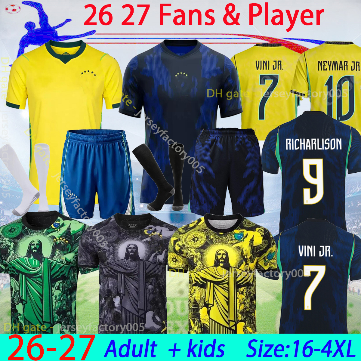 16-4XL 2026 WorldCup soccer jersey PAQUETA COUTINHO 26 27 bRAZILS shirt FIRMINO maillots de football MARQUINHOS VINI JR ANTONY SILVA DANI ALVES man kids kit