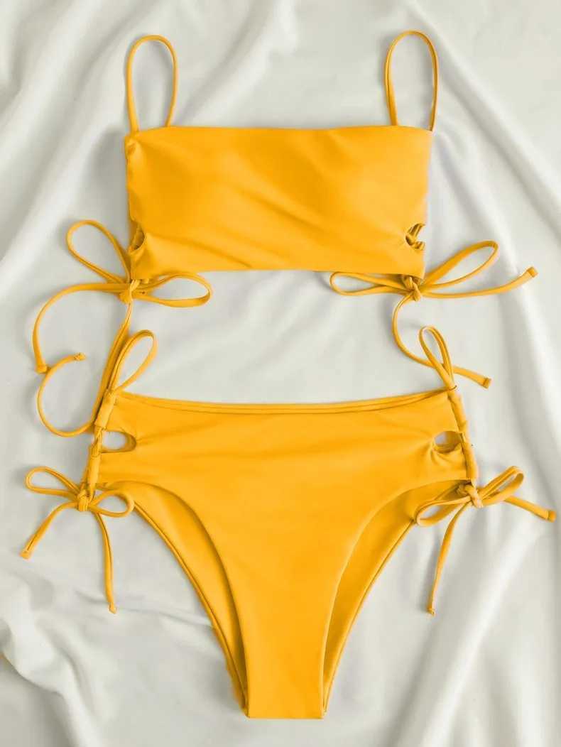 Female Swimming Suit Screw Thread Bikini Set 2 Pieces Sport Beach Suit Women Sport Bra With Triangle Shorts M260321