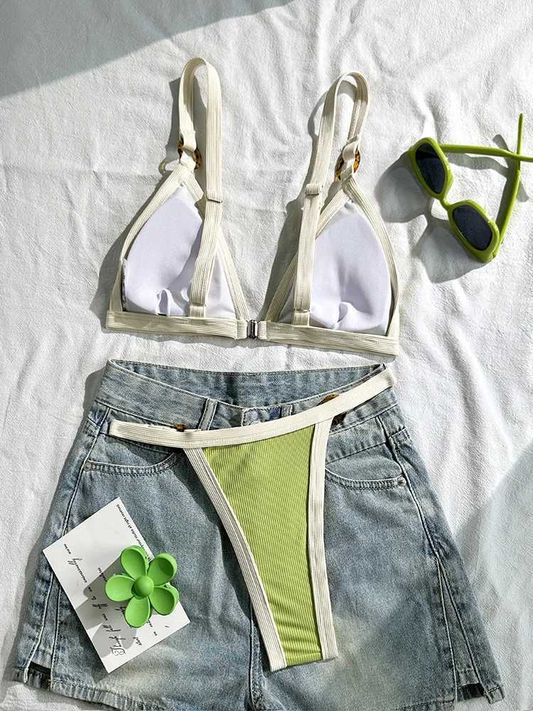 Vzvn Sexy Contrast Color Backless Bikini Women Split Swimsuit Beach Vacation Bikini 2026 New All Season Bikinis 2 Piece Set M260321