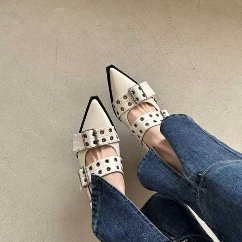 Zapatos Planos Con Hebilla De Lujo Para Mujer Sandalias Informales Con Taln Descubierto Y Punta Estrecha Talla Grande 34-43 C260321