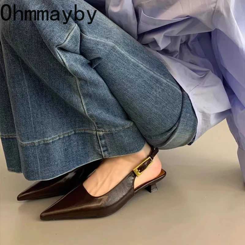 Designer Summer Pointed Toe Women Sandals Fashion Singbacks Mules Shoes Ladies Elegant Low Heel Stripper Party Sandalias C260321