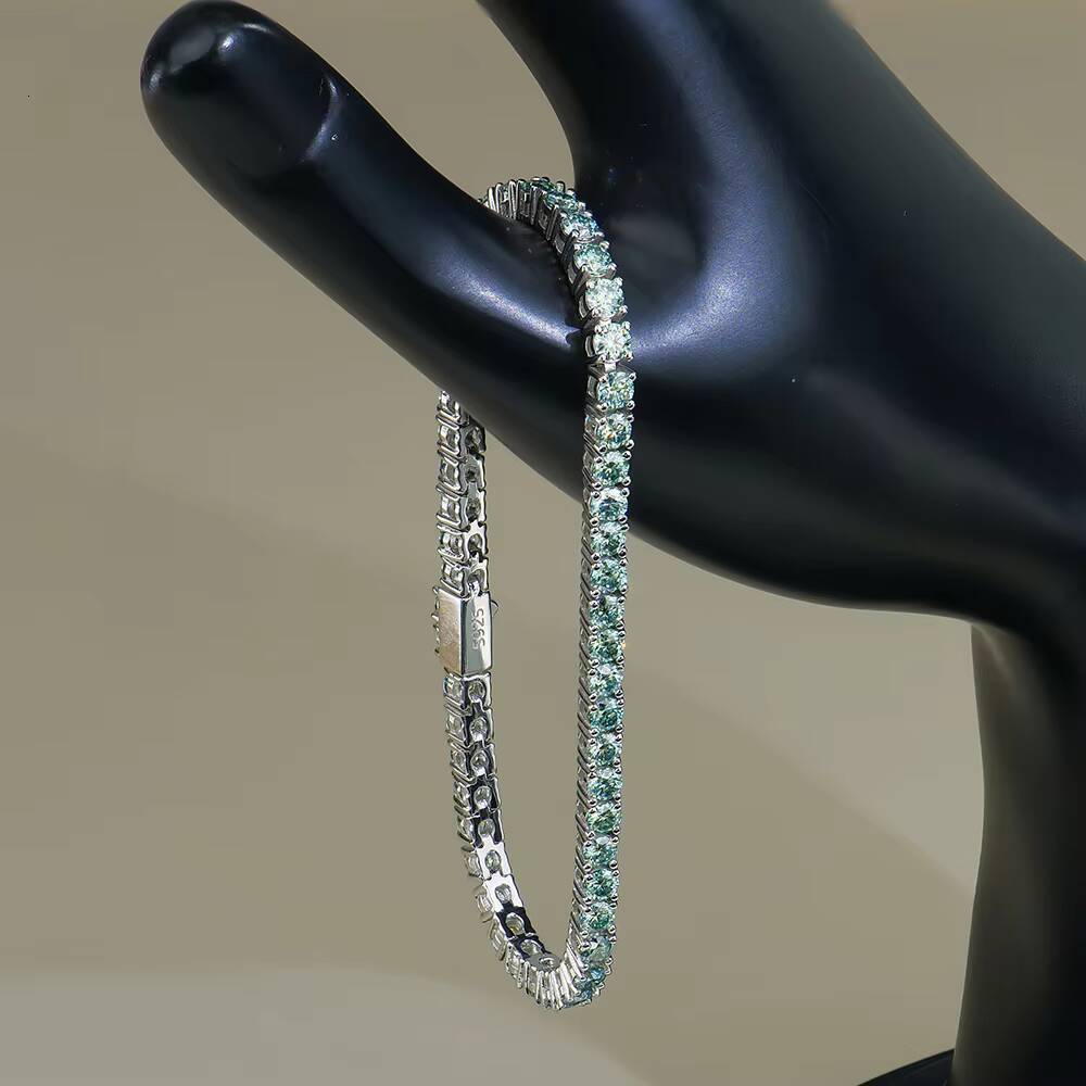 Xingyue Factory Price Custom Hiphop Jewelry Gra Color Blue Green Mossanite Moissanite 925 Silver Tennis Bracelet for Women
