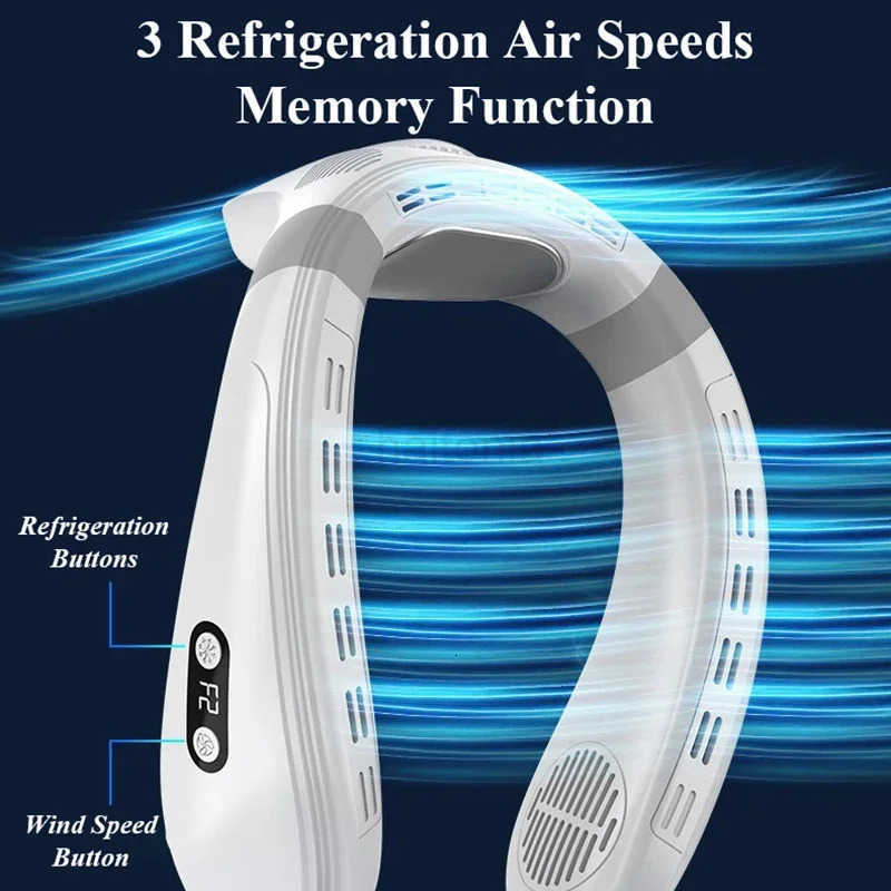 2024 New Neck Air Conditioner Portable Neck Fan Rechargeable Semiconductor Cooling Bladeless Fan Wearable Cooler multi purpose H260321