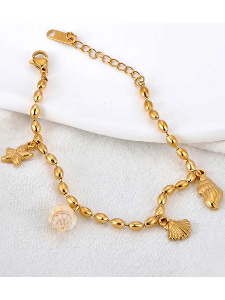 Lokaer Trendy Shell Starfish Pearl Charm for Women 18K Gold Plated Stainless Steel Daily Jewelry Waterproof B24114 H260321 - view 5