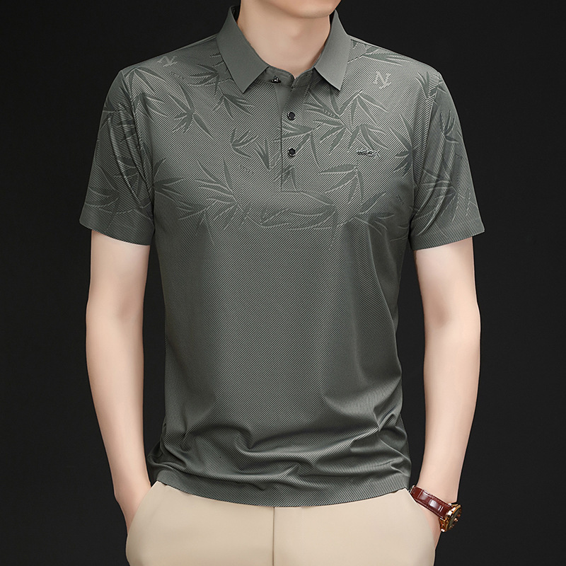 Ice Silk Polo Shirt Short-sleeved Men's T-shirt Designer T-shirt New Summer Style Dark Pattern Breathable High-end Polo Feel Designer Hoodie Collared Half-sleeve