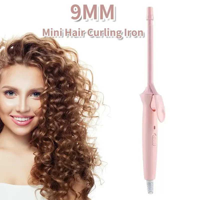 Mini Hair Curling Iron 9mm Curler Wand Professional Curly Tongs Ceramic Electric Salon Styling Tool Small Crimping Iron Curler C260526
