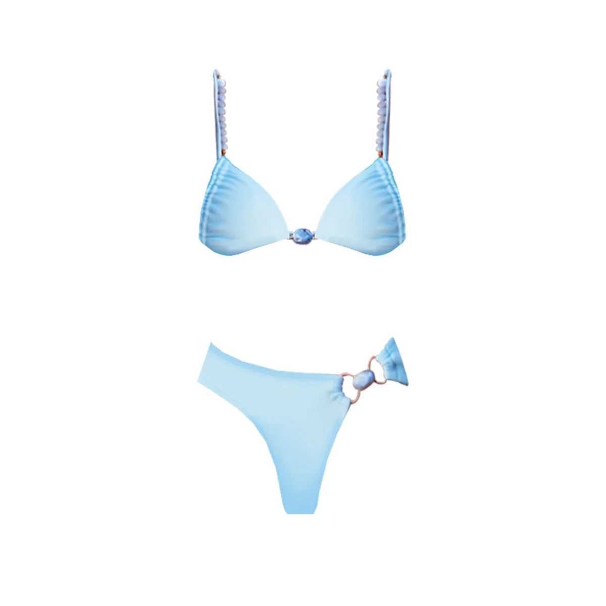 3Pcs Button Bikini 2025 Bandeau Biquini Women Sexy Swimsuit Push Up Swimwear Female Swim Suit One Shoulder Bathingsuit Beachwear M260321