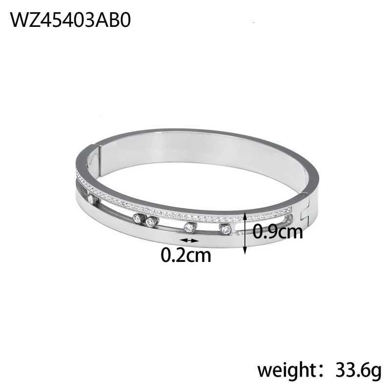 Fashion Rose Gold Plated 3 Dot Beads Bar Charm Geometric Figure Stainless Steel Link Zircon Bangle Jewelry H260321 - view 6