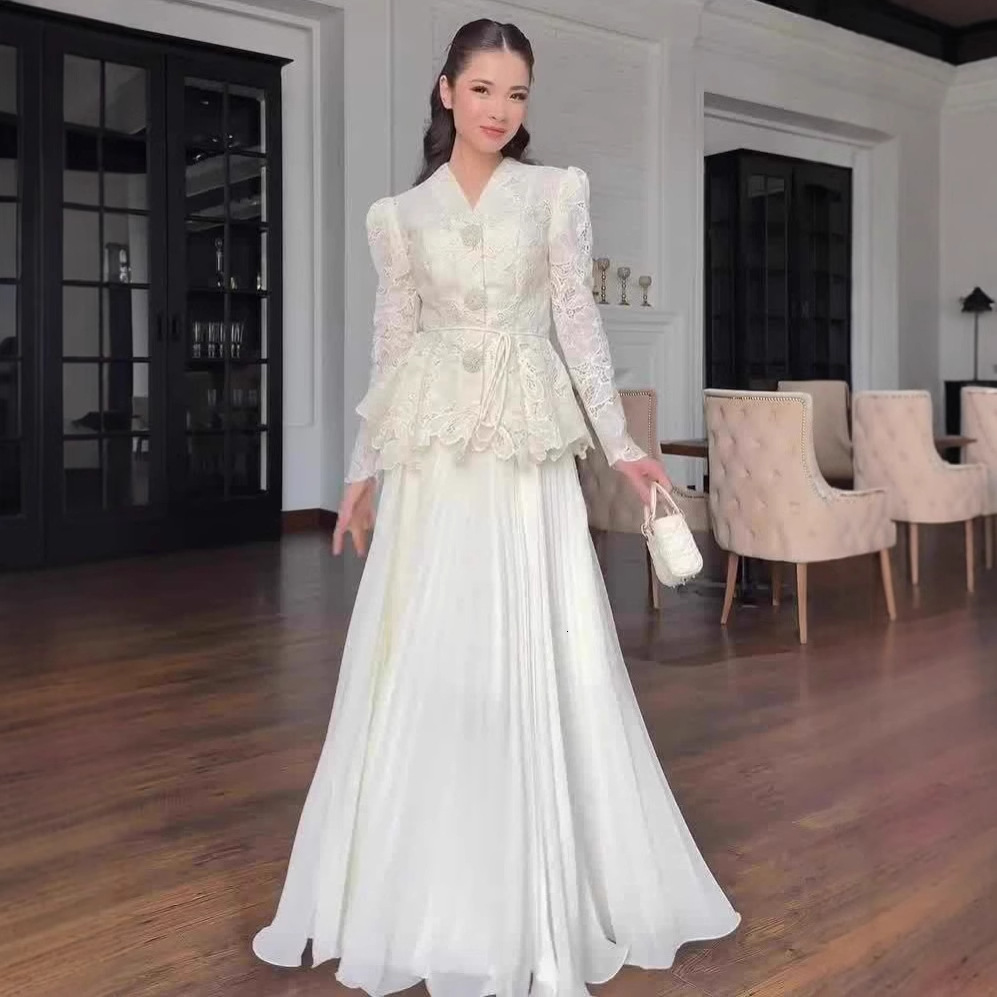 Europan And Mrican Utumn Nw Elgant And Clay Designer Dress Longlvd Aitcinching Long R For Omn