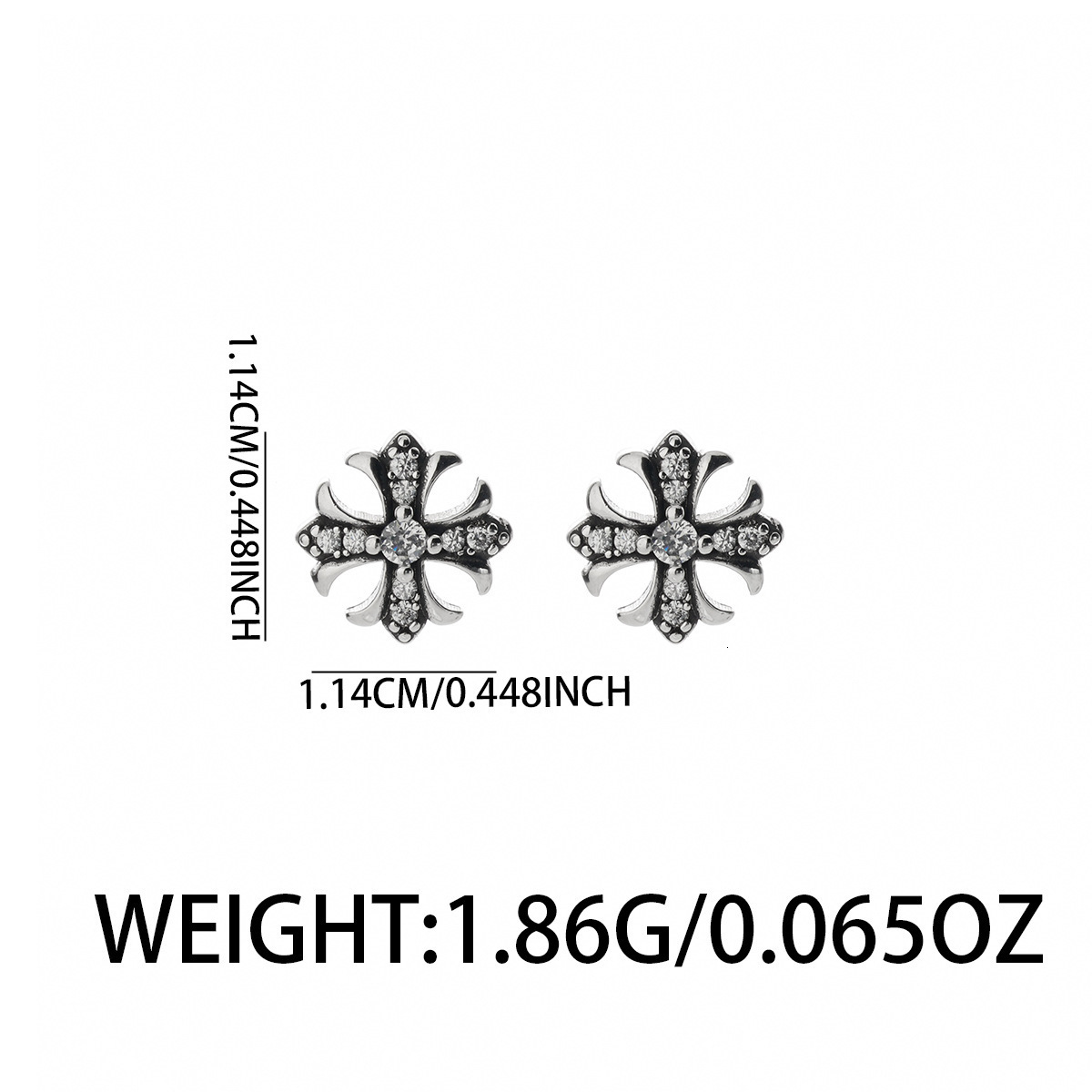 Crow Cross Inlaid Diamond Bright Stone Men Trendy Hip-Hop Retro Fashion Personality Minimalist Style Light Luxury Earrings For Women