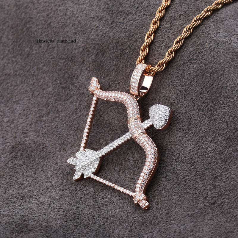 Jewelry Cupid's Arrow Personality Hip Hop Solid Pendant Micro-Inlaid Full Moissanite Trendy Necklace Jewelry Wholesale