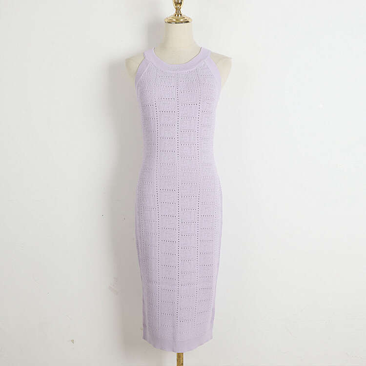 Designer women's knitted camisole k30 2026 summer maze slim fit hollow out sleeveless tight long skirt