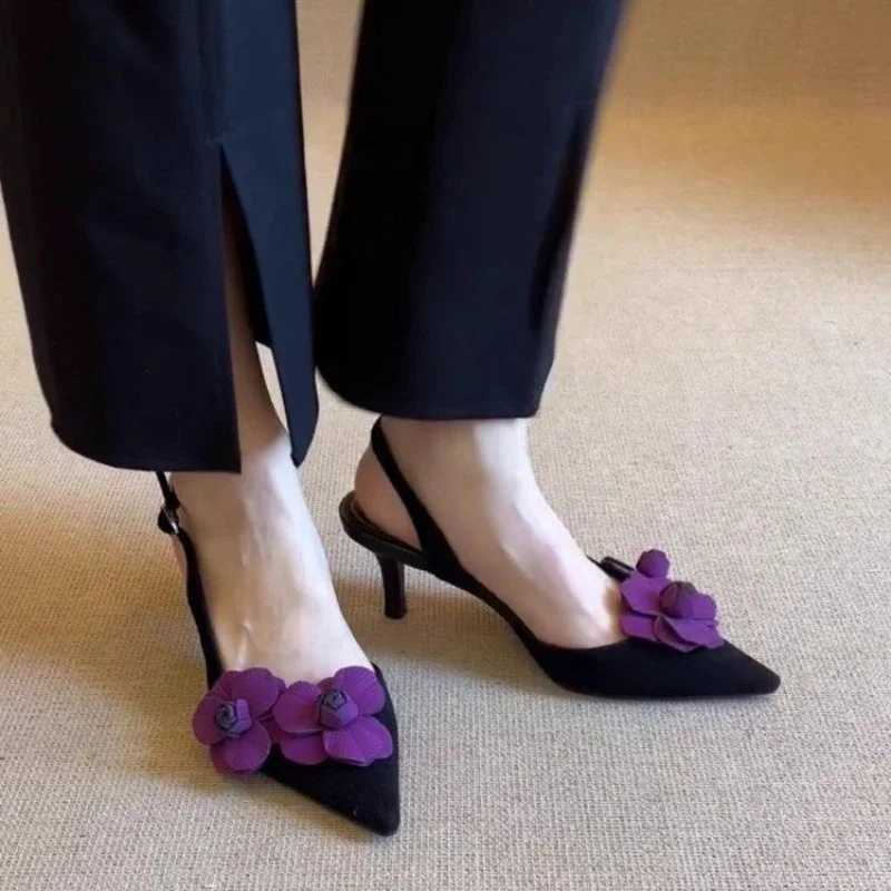 2025 Summer New Retro Pointed Toe Decal Womens Shoes Fashion Outdoor Party High Heels Sandals Sandalias Mujer C260321