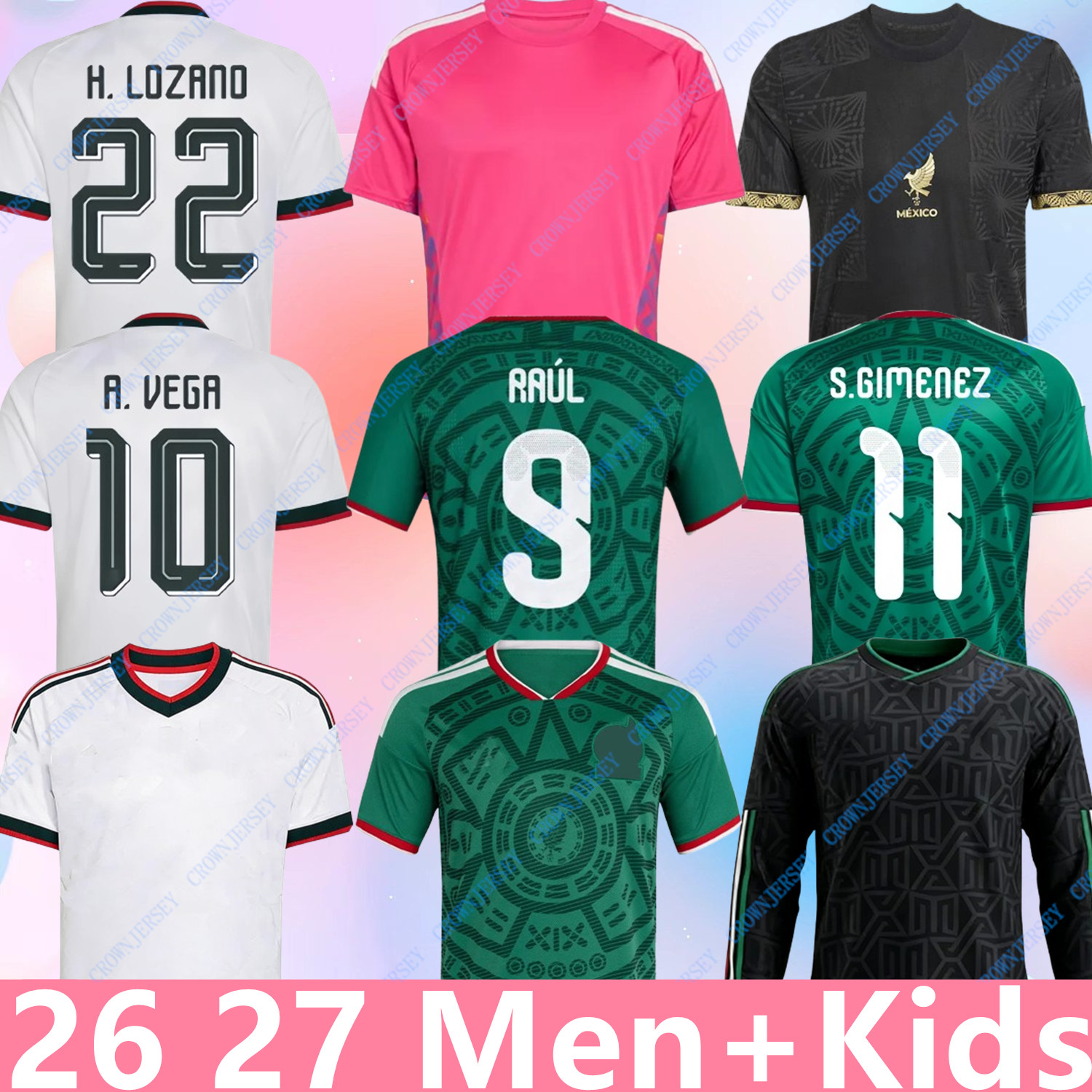 Mexicos 2026 2027 Gold Cup Soccer Jerseys 26 27 Fans Player Version RAUL A. VEGA CHICHARITO S. GIMENEZ H.LOZANO L. ROMO HOME AWAY Football Shirt Mexique Men Kids Kit uniform