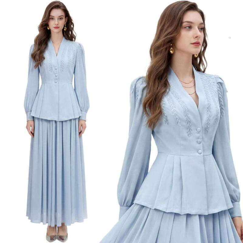 A14 Designer Chinese style women's professional suit 2026 spring new heavy three-dimensional embroidered jacket and pleated skirt