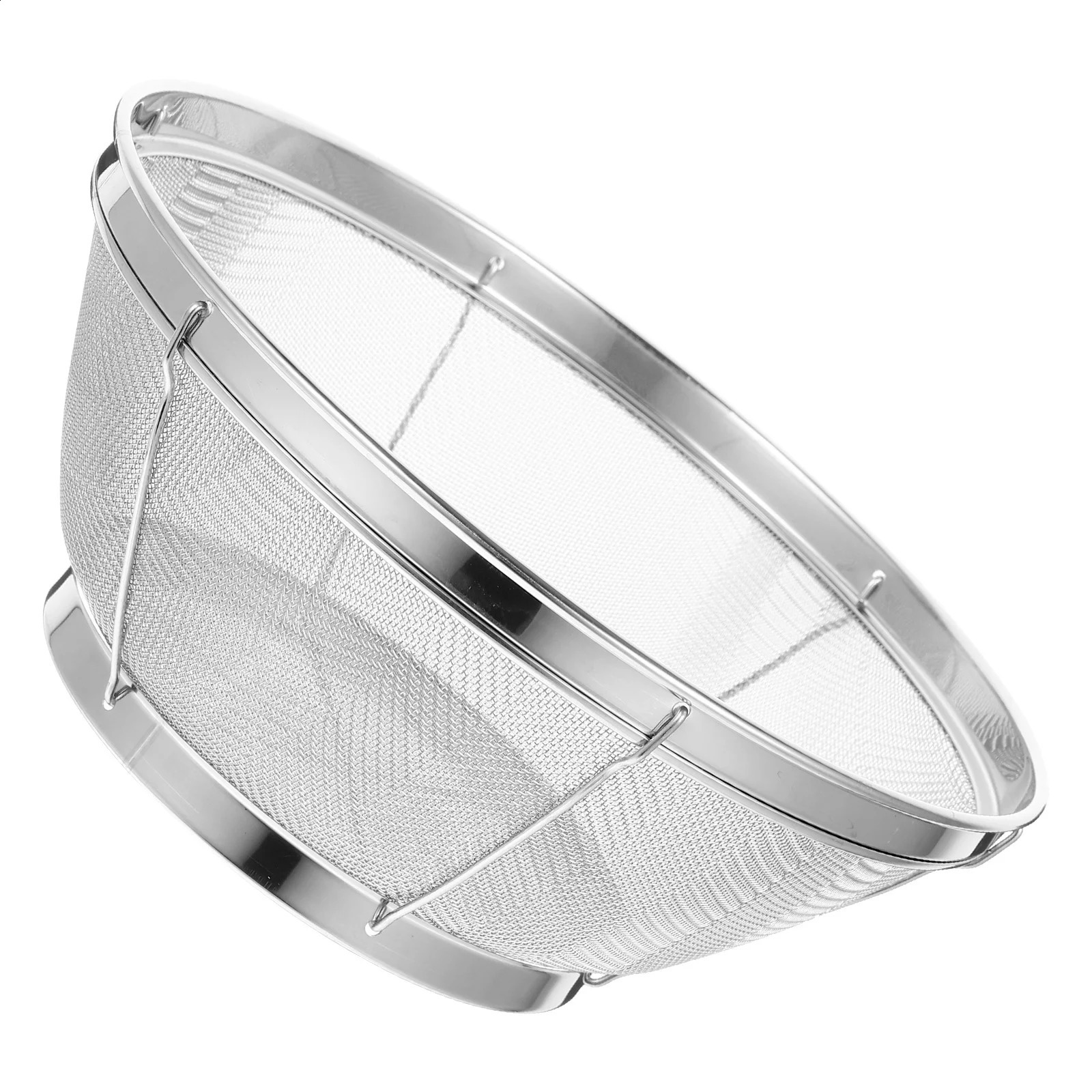 1pc Stainless Steel Rice Washing Sieve Fine Mesh Basket Kitchen Colander Fruit Rinser Strainer Container Vegetable Washing Bowl 260320