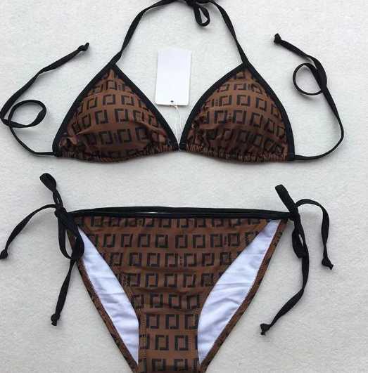 2025 Summer New Womens Fashion Printed Neck Strap Split Bikini Resort Swimsuit M260321
