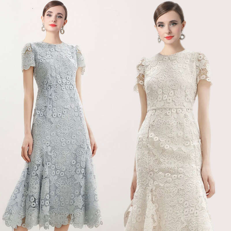 Designer B15 French heavy lace elegant mermaid 2026 summer new women's slim fit long skirt
