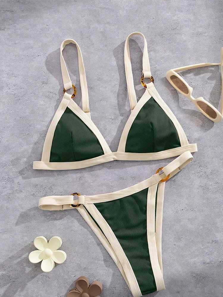 Vzvn Sexy Spaghetti Strap Bikinis Women Split Swimsuit Beach Vacation Brazil Bikini 2026 All Season Backless Bikinis 2 Piece Set M260321