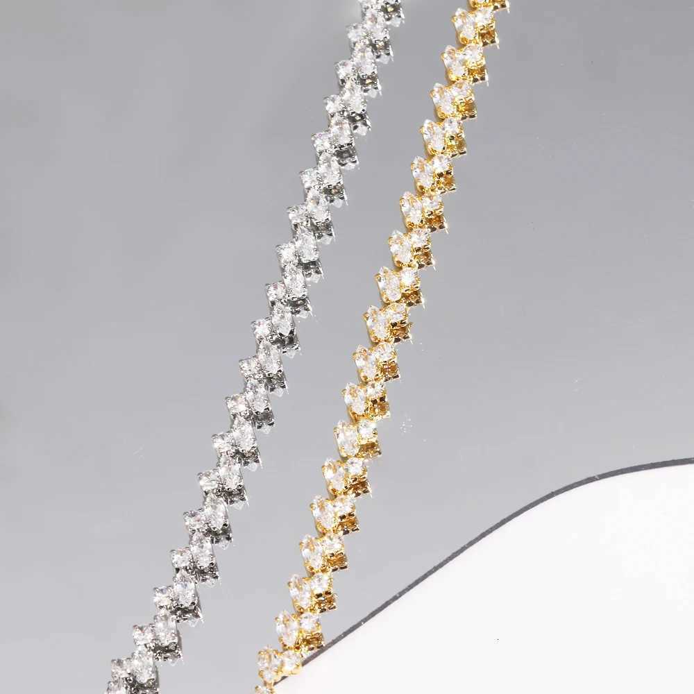 Womens Fashion Shiny Cubic Zirconia Rose Gold Color Leaf Tennis for Women Girls Wedding Party Jewelry Gifts H260321 - view 4