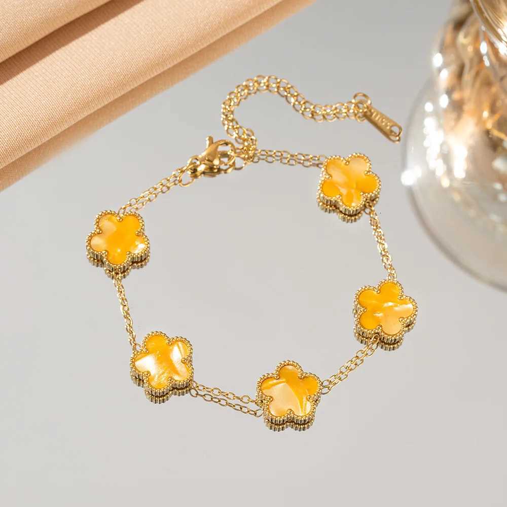 Adjustable Gold-Plated StainlESS Steel Plant Flower With Five Petals Womens Luxury Gifts H260321 - view 7