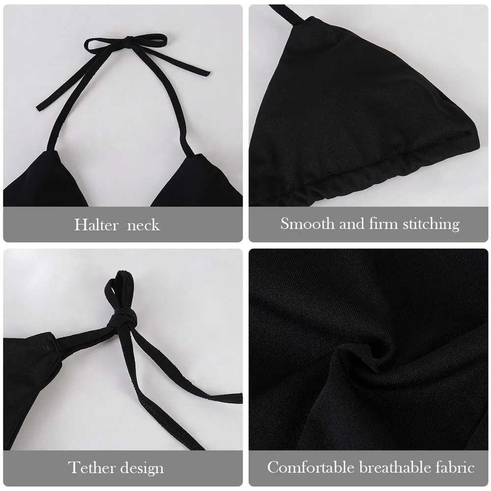 Beach Style Swimsuit for Women Sexy Halter Swimwear Solid Thong Female Bikini Set Bathing Suit Bikini Mujer Lingerie M260321