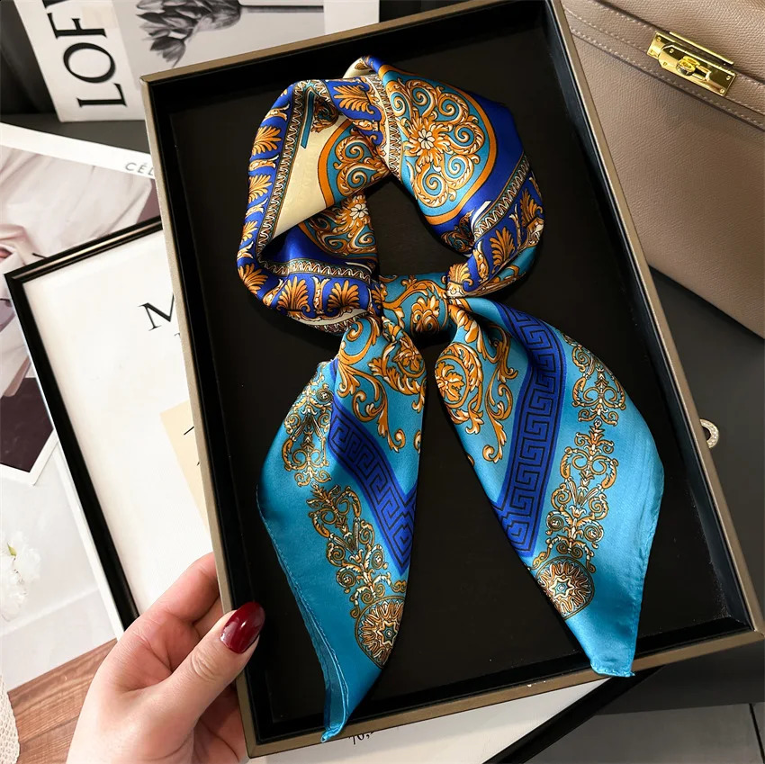 Four Seasons Fashion Print Silk Square Scarf 70x70cm Fashionable Headband Sunscreen Shawl Bandannas 260309