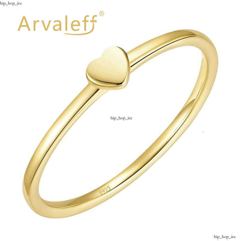 Gioielli Classici Semplici Anello Da Donna Elegante In Argento Puro Semplice A Forma Di Cuore Placcato 14K S925-image