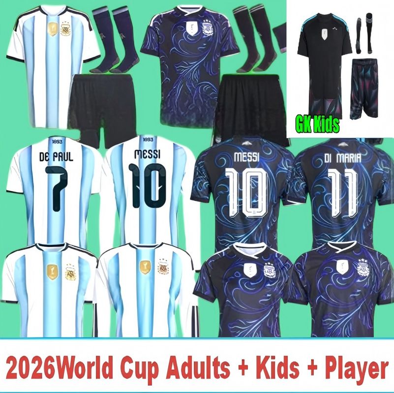 2026 Argentina World Cup messis Fans player version 3 stars soccer Jersey 50th anniversary football shirt kit Mens Kids kit sets S-4XL