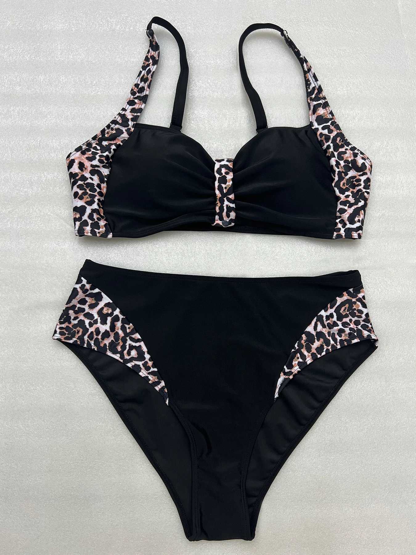 2026 Large Plus Size Bikini High Waist Swimsuit Women Printed Leopard Swimwear Female Bathers Bathing Swimming Swim Suit 0XL-5XL M260321