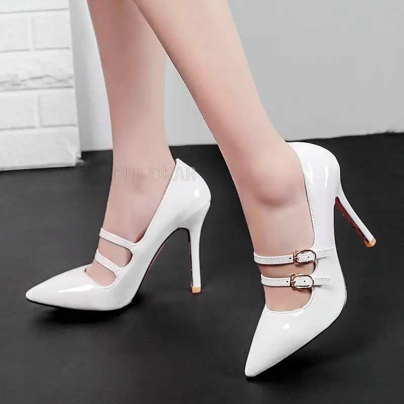 2025 Womens Shoes New patent leather pointed high-heeled shoes Size 34-46 belt Caligae shoes C260321