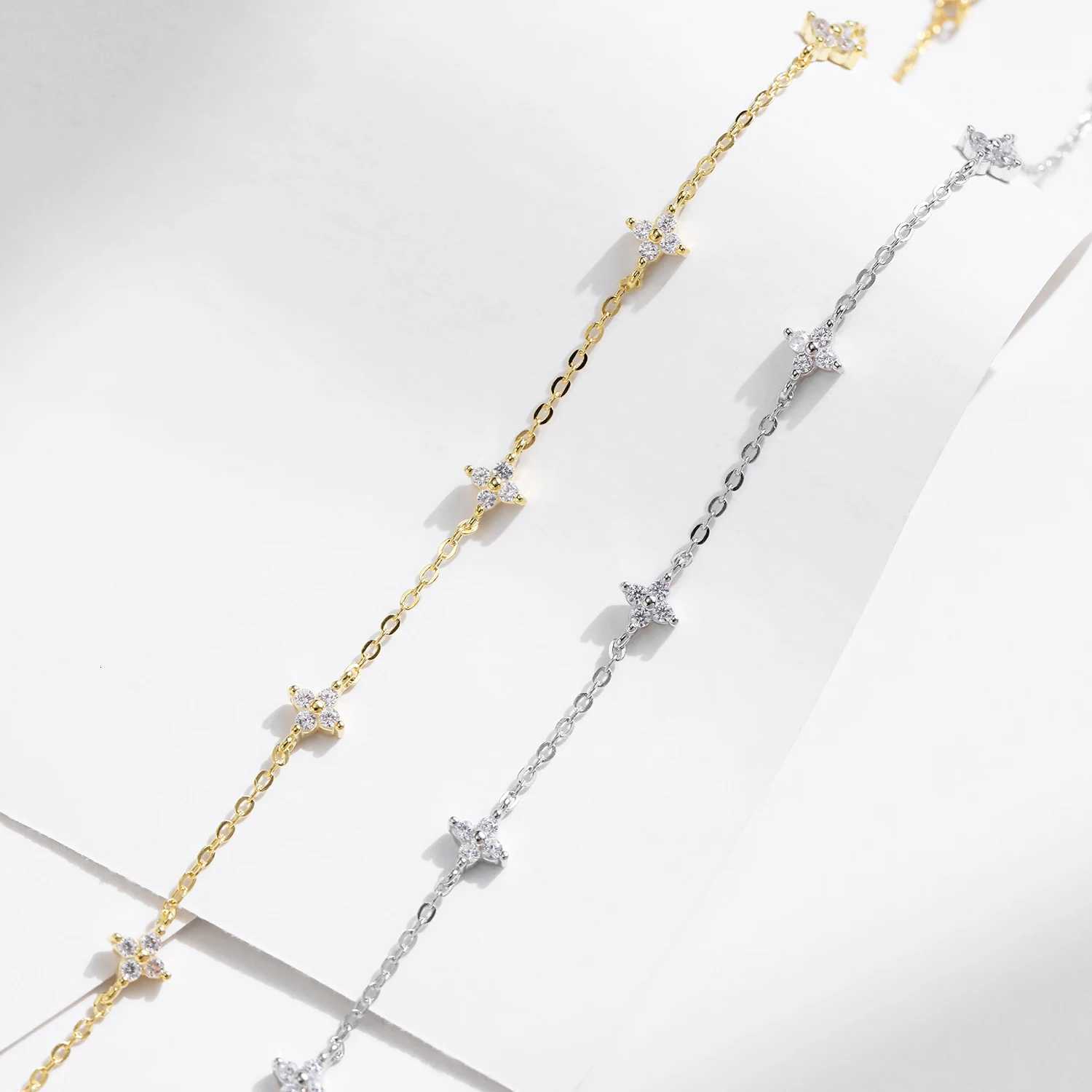 MODIAN 925 Sterling Silver Mini Flowers Dainty Link Chain Pave Setting CZ For Women Wedding Fine Jewelry Gift H260321 - view 6