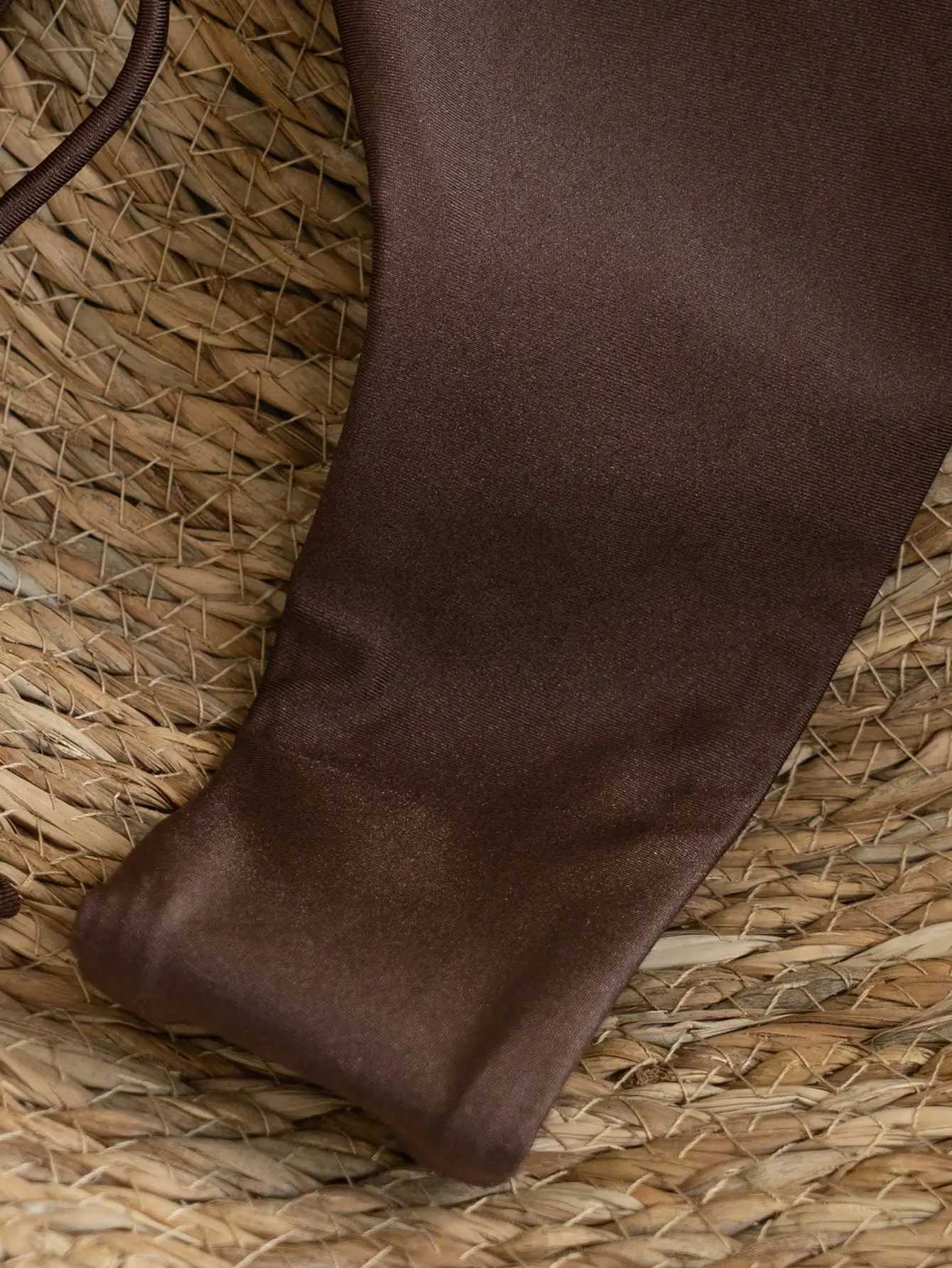 Brown Elegance - Metal Beaded Triangle Bikini Swimsuit M260321