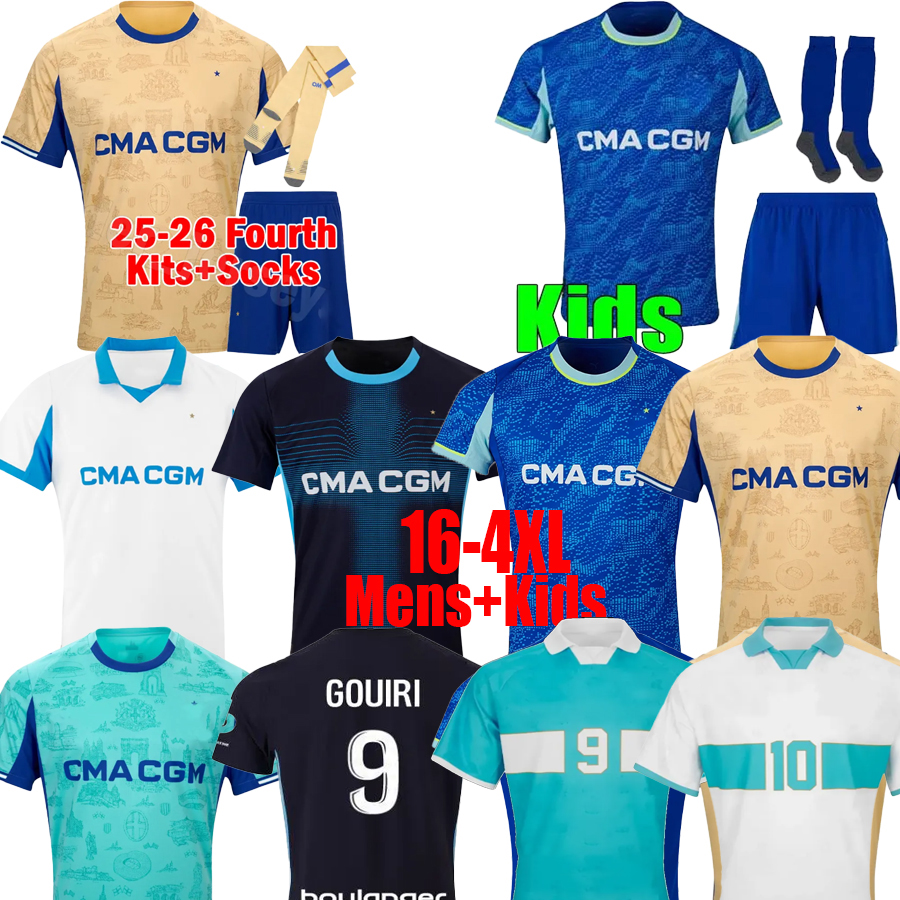 Maillot Marseille OM Soccer Jerseys Monumentale 25 26 GREENWOOD PAIXAO 2025 football jersey VAZ T. WEAH football shirt AGUERD GOUIRI RULLI Men Kids Kits Socks Set