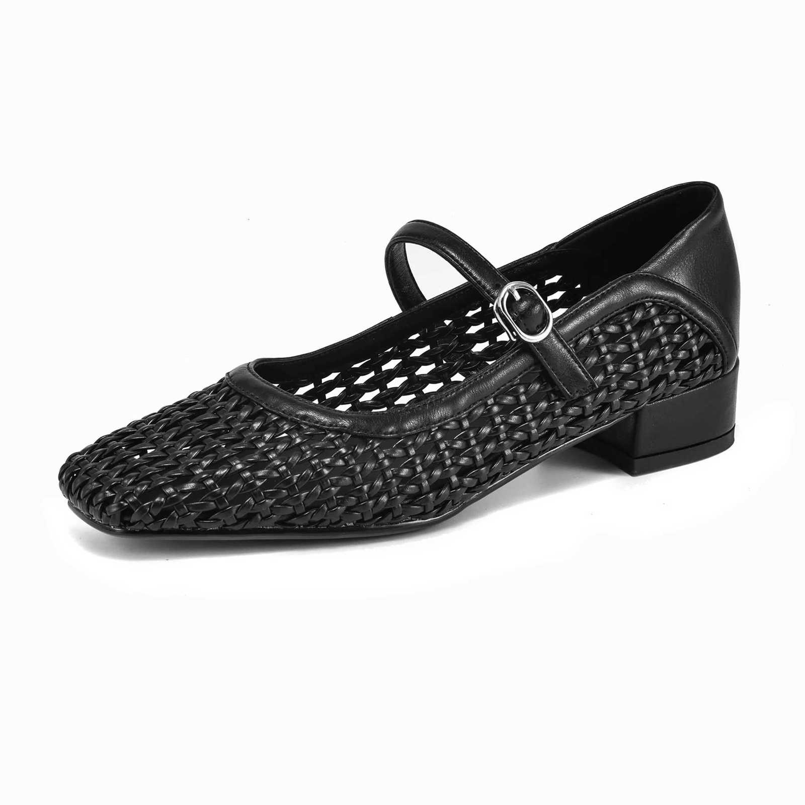 Krazing Pot Fashion Breathable Square Toe Med Heels Summer Shoes Sweet Concise Mary Janes Office Lady Elegant Women Pumps C260321