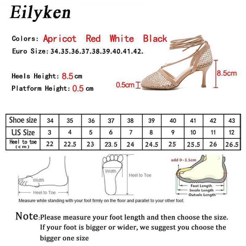 Eilyken Fashion Hollow Breathable Mesh Square Toe Stiletto High Heels Women Pumps Ankle Lace-Up Elegant Dress Ladies Shoes C260321