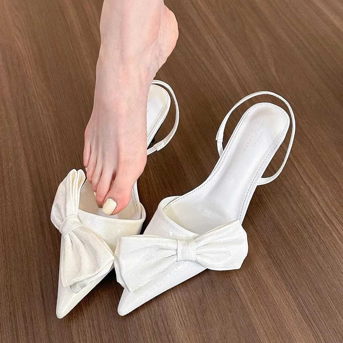 New Street Style Butterfly-knot Pumps Sexy Pointed Toe Thin Heels Woman Shoes Elegant Slingbacks Sandalias Mujer High Heel Shoes C260321