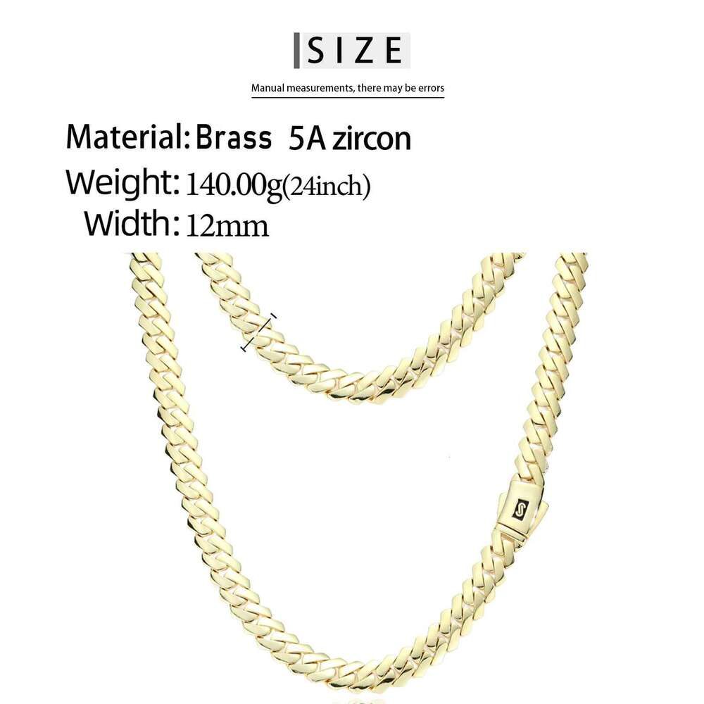 Oro Cadenas 14K De Cubana EDGE Plain Lock Men Luxury Hip Hop Jewelry 12Mm 14K Gold Plated Miami Cuban Link Necklace Monaco Chain Jewelry77 - view 7