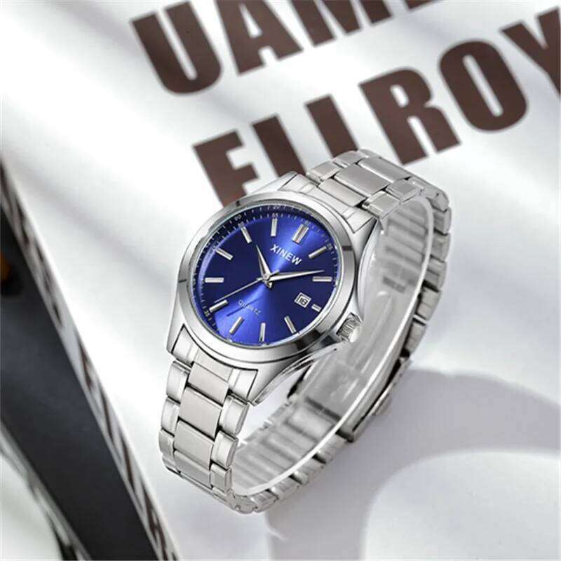 Montre Homme Men XINEW Brand Watches Silver Boys Fashion Casual Stainless Steel Band Date Quartz Watch Relogios Masculinos 2025