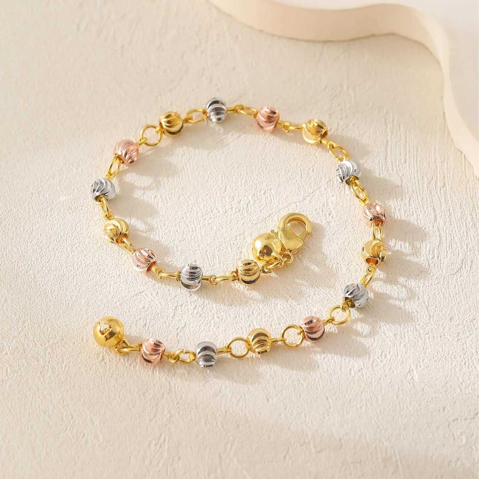 Triple Color Textured Beaded Adjustable Link Chain for Women Girls Fashion Jewelry Gift for Birthday Christmas H260321 - view 4
