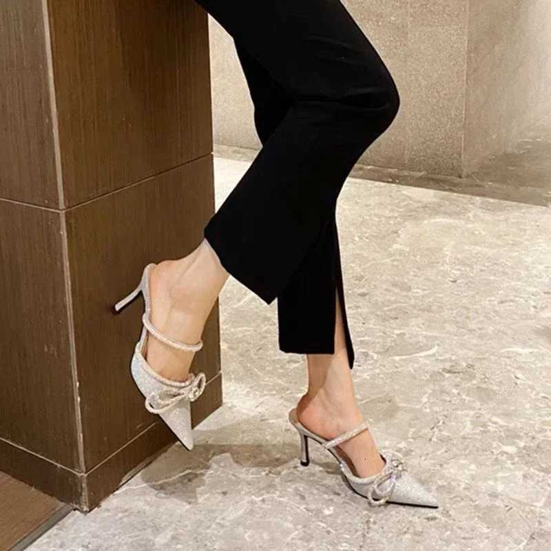 Imitation Sandals and Butterfly Knot for Women High Heels Narrow Slippers Party Bombs Wedding Shoes Summer Fashion C260321