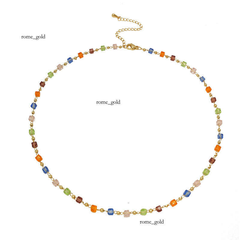 Korean Simple Elegant Fashion Fresh Handmade Beaded Colorful Crystal Necklace Choker HyunA Style