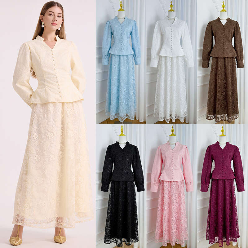 2026 A14 Spring and Summer New Designer French Slimming Beaded Strap V-neck Shirt and Skirt