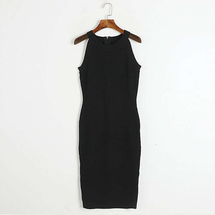 Designer women's knitted camisole k30 2026 summer maze slim fit hollow out sleeveless tight long skirt