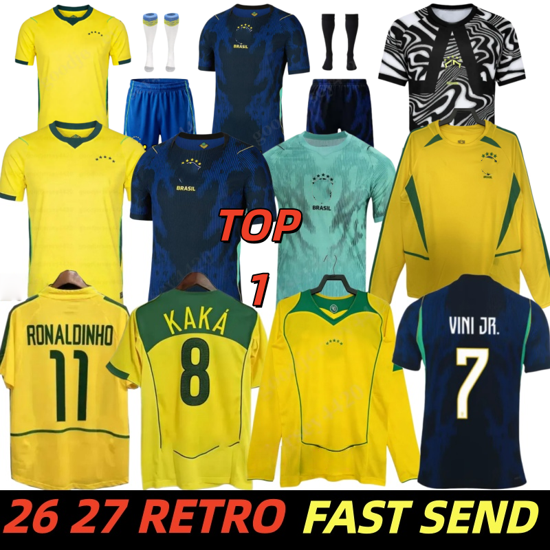 25 26 27 Brazil world cup Brazil Soccer Jerseys 2026 Retro Football Tops Shirt VINI JR CUNHA PELE Vintage NEYMAR Ronaldinho shirt fans player men kids kit