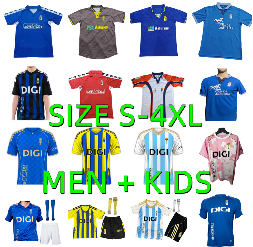 25 26 Real Oviedo Soccer Jerseys 1990 1991 1992 1996 1997 Retro JIMMY S. CAZORLA BORJA CAMARASA HUGO ALEMAO SEOANE SEBAS MOYANO PAULINO Football Shirt 2025 2026 Men kids