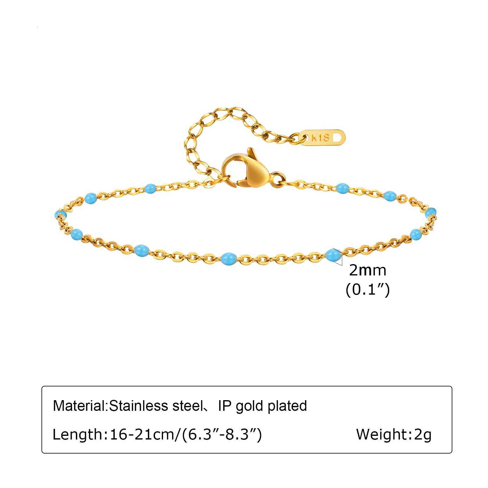 Stainless Steel Chain for Women Colorful Beads Summer 18k Gold Plated Stainless Steel Waterproof Wrist Jewelry H260321 - view 6