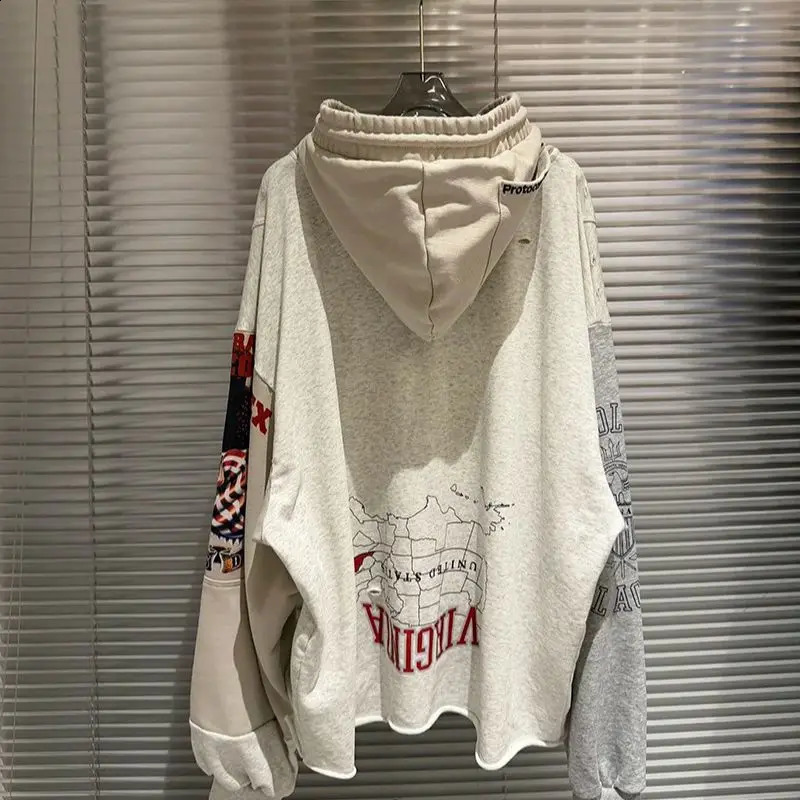 Black Grey Fashion Streetwear Eagle Protocol index Hoodies Men Woman Vintage Damaged Hole Old Sweatshirts Good Quality 260318