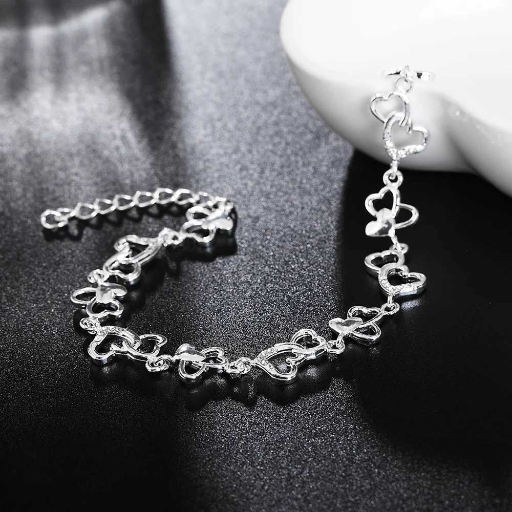 925 Sterling Silver for women HEART FLOWER chain fashion Wedding Party cute laDY nICE jewelry H260321 - view 5