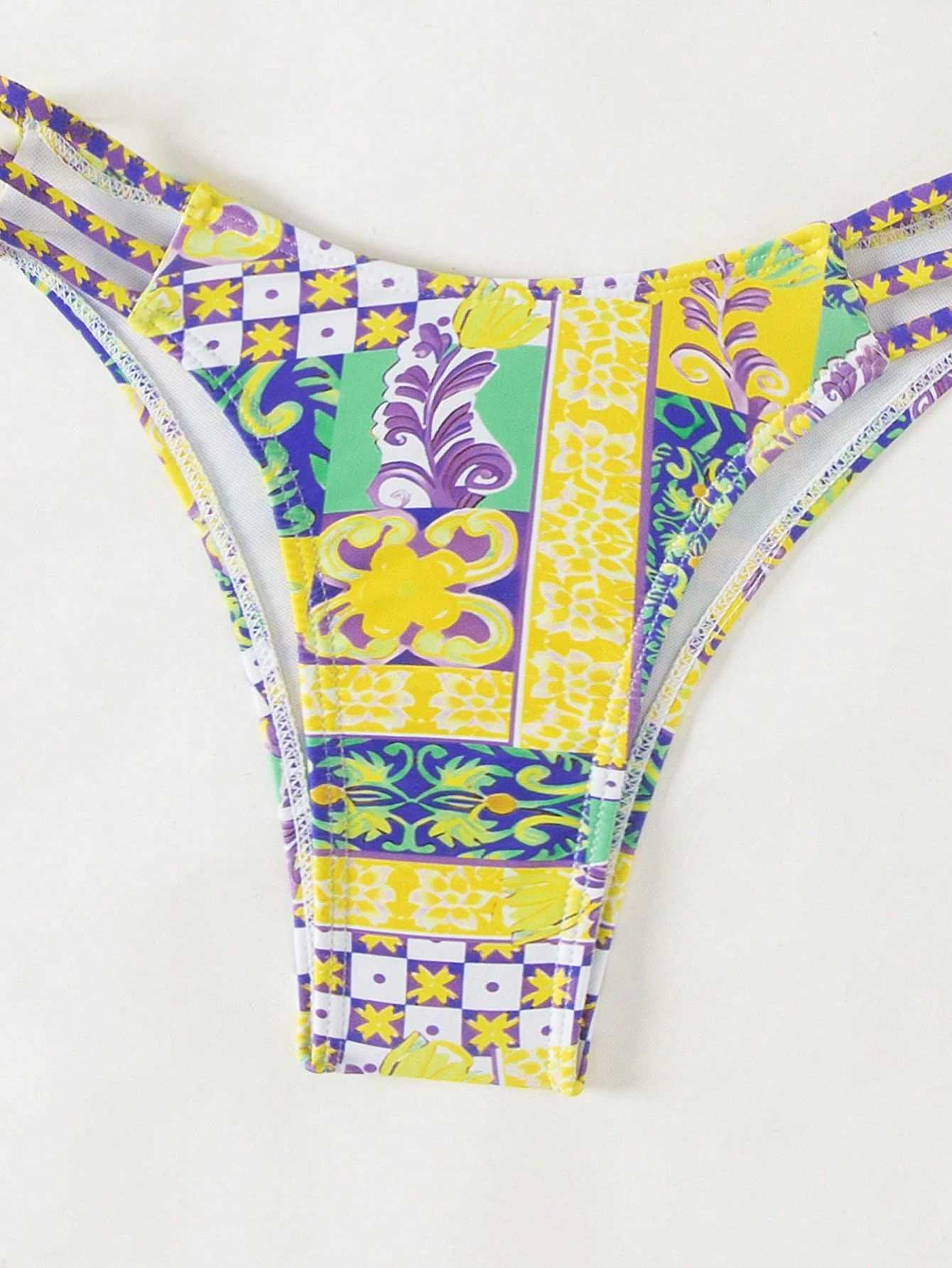 Bikini 2025 New European and American Lace-up Swimsuit Womens Premium Beach Spa Swimsuit Single Top M260321